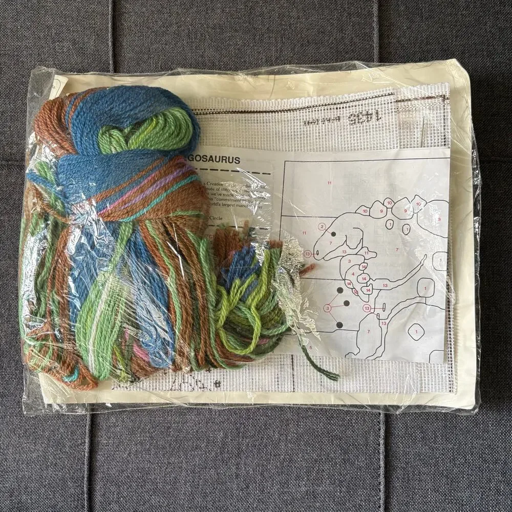 Stegosaurus 1435 Vintage Stamped Needlepoint Kit by The Creative Circle - 1988